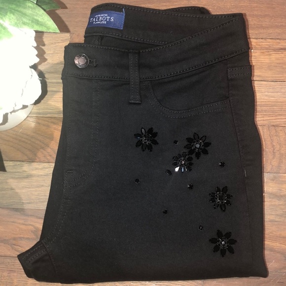 TALBOTS CRYSTAL EMBELLISHED SLIM ANKLE JEANS - NEVER FADE BLACK LIMITED EDITION - Picture 13 of 15
